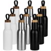 Stainless Steel Water Bottle with Wooden Lid - 3-Piece Set