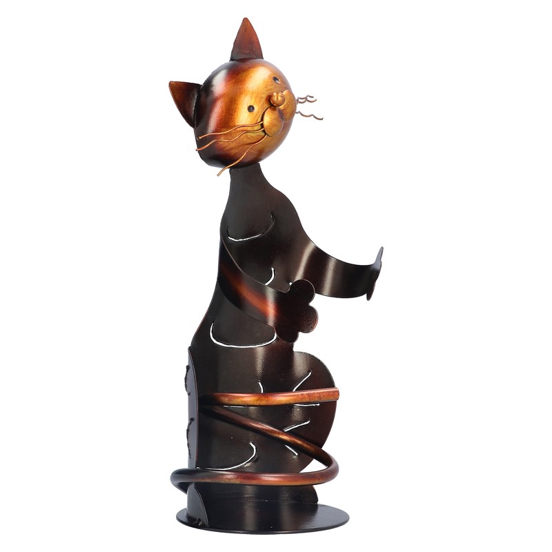Cat Shaped Wine Rack Metal Sculpture Shelf Practical Sculpture Home