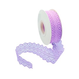 Vordpe Lace Ribbon, Trims and Ribbons for Sewing, Vintage Lace Ribbon Wide 3 cm, Ribbon Wedding Lace Trimmings for DIY Wedding Table Decoration Crafts Gift Ribbon (23 m / Roll, Purple)