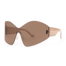 Louriy Oversized Sunglasses Womens Mens Fashion Rimless Y2k Shades Trendy Shield Wrap Around Sun glasses