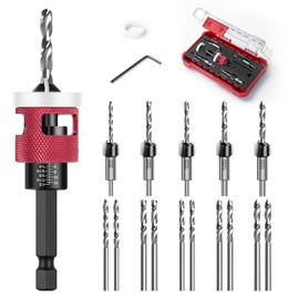 Mtchavno Countersink Drill Bit Set, 15 Pieces, Countersink Wood Drill Bit with Depth Stop, Drill Countersink with 1/4 Inch Hex Shank, Made of HSS-M2, Precise Drills, for Wood Processing