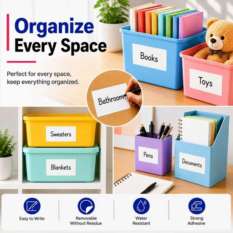 Ftumertly 4 x 6 Inch Removable Labels for Storage Bins,