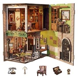 CUTEBEE Book Nook Kit - DIY Miniature House Dollhouse Kit for Adult and Teens, Booknook Bookshelf Decor Alley Model Build with LED Light, Gifts for Family and Friends