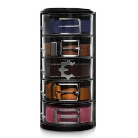 ELYPRO - Acrylic Belt Organizer, Rotating Drawer Storage for Belts, Jewelry, Makeup & Accessories – Transparent, Stackable, Wall-Mountable Design for Closet, Dresser, Vanity – Design Patent Protected