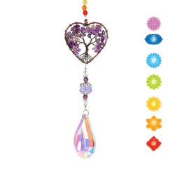 Window Sun Catcher Crystal Stone Sun Catchers for Windows Tree of Life Natural Chakra Healing Crystal Stone Spiritual Gifts for Adult Women Accessories Spiritual Gifts for Women