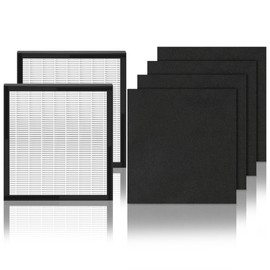 WK01234QPC filters replacement Compatible with Oreck Air Purifier Filter Replacement Model WK10002QPC and Airvantage Plus Pet WK10052QPC, 2 Packs Include 2x Efficient Filter and 4x Carbon Pre-filter