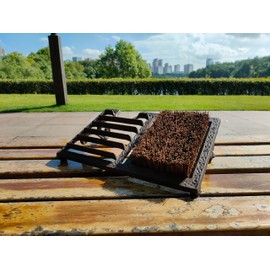 NATUHYZ Outdoor Heavy Duty Rustic Cast Iron Shoe Brush Rustic Boot Brush Boot Scraper with Brush for Home Porch Garden Farmhouse All Weather Outdoor Shoe Scraper and Boot Puller with Angled Design