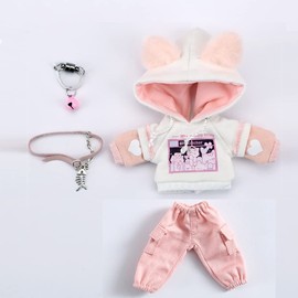 BJD Clothes Cat Hooded Sweater Coat for OB11, Molly,GSC, YMY , 1/12bjd Doll Clothes Accessories (White-pink2)