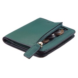 Gostwo Small Wallet for Women, Bifold Card Holder Rfid Wallet, Compact Luxury Genuine Leather Pocket Passport Wallet Ladies Girls Mini Purse Travel with ID Window, Green