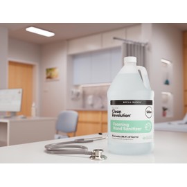 Clean Revolution Foaming Hand Sanitizer, 128 Fl. Oz Refill Supply Container | Eliminates 99.9% of Germs |Gentle & Aloe Enriched | 70% USP Medical Grade Ethanol, Medical Facility Compliant