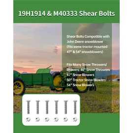 19H1914 & M40333 Shear Bolts Compatible with John Deere snowblower, fits Some Tractor Mounted 47" & 54" snowblowers, 10 pcs