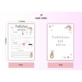 30PCS Boho Rainbow Baby Shower Games, Boho Predictions and Advice Game, Gender Reveal Game, Rainbow Baby Shower Decorations