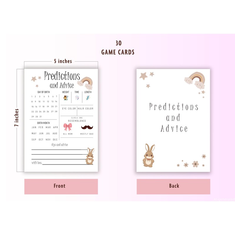 30PCS Boho Rainbow Baby Shower Games, Boho Predictions and Advice