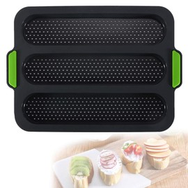 Molde de silicona para baguette, antiadherente, 3 ondas, pan de tostada francesa, charola para hornear, moldes de silicona perforados, molde para pan, molde para hornear pasteles, cocina