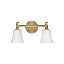 Hanaloa Gold Bathroom Vanity Light Fixtures, Traditional Aged Brass 2 Lights Wall Sconce Lighting with Opal Glass Shade, Porch Wall Mount Light Fixture for Bathroom, Mirror Cabinets Hallway Stairs