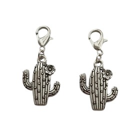 2 Pcs tiny cactus Clip on Charm Cactus charm with lobster clasp Jewelry for Diy Lover Stitch Marker Charms