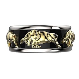 MayiaHey Bull Head Ring, Gold Buffalo Ring for Men, Norse Viking Bison Ring Taurus Ring Bull Jewelry, Celtic Bull Ring Hip Hop Bull Band Ring Punk Bull Animal Ring for Boys