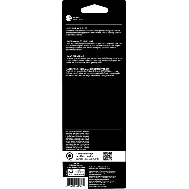 Juego de Limas para uñas de Tweezerman, de color Neón.