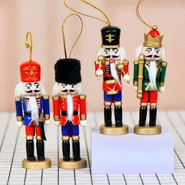 Generisch Nussknacker Weihnachtsdekoration | Holz Nussknacker Soldat | 4er Set Deko Für Wand Kaminsims Tisch Bücherregal Weihnachtsbaum Schmuck