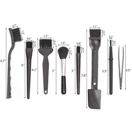 Small Nylon Anti Static Brushes, Portable Size Plastic Handle Brush Kit for Cleaning Computer Keyboard Car Lab (Black, 8 Pack)