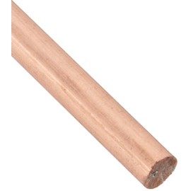 101 Copper Round Rod, Unpolished (Mill) Finish, H04 Temper, ASTM F68, 0.25" Diameter, 24" Length