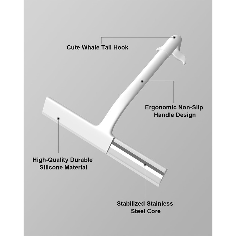 Shower Squeegee for Glass Doors, 8 in Silicone Bathroom Squeegee