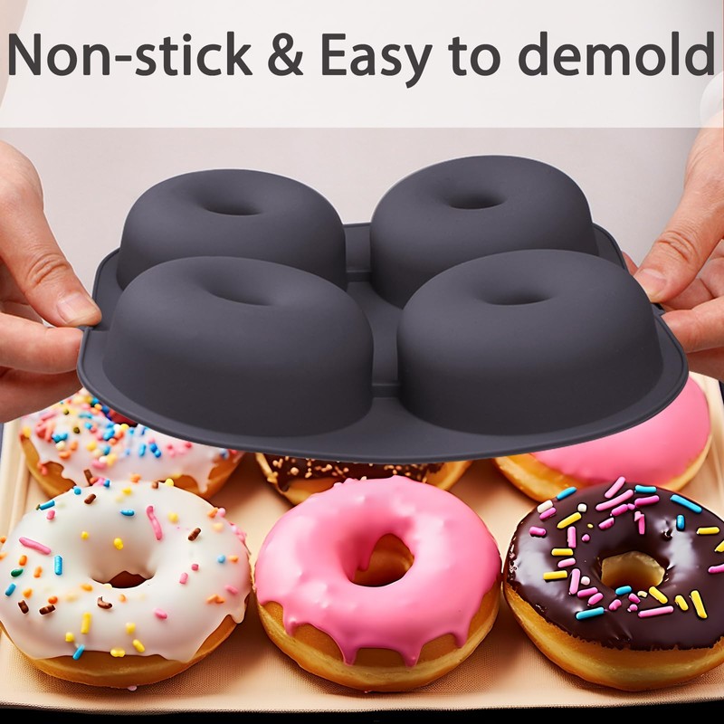 Butabeishy Silikon Donut-Backform, 2 Stück Antihaftbeschichtet Backform für Heißluftfritteuse, 4