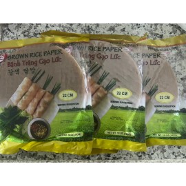 Twin Rabit Banh Trang Gao Luc/ Brown Rice Paper 10oz- round 22cm / Pack Of 3