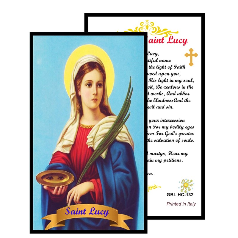 Blessed by Pope Francis Prayer to Saint Lucy Laminated Holy