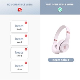 Damex earpads Replacement for Beats Solo 4 Wireless Bluetooth On-Ear Headphones,Solo 4 earpads,Protein Leather, Added Thickness (Pink)