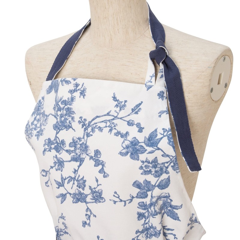 Francfranc Botanical Cotton Full Apron, blue