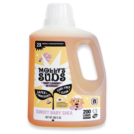 Molly's Suds Baby Liquid Laundry Detergent | Removes Formula, Poop & Spit-Up Stains | Extra Gentle for Infants, Babies, Toddlers (Sweet Baby Shea, 200 Loads)