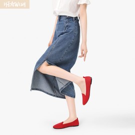 HEAWISH Women’s Flats Shoes Pointed Toe Ballet Flats Dressy Comfortable(Chili red, US9)