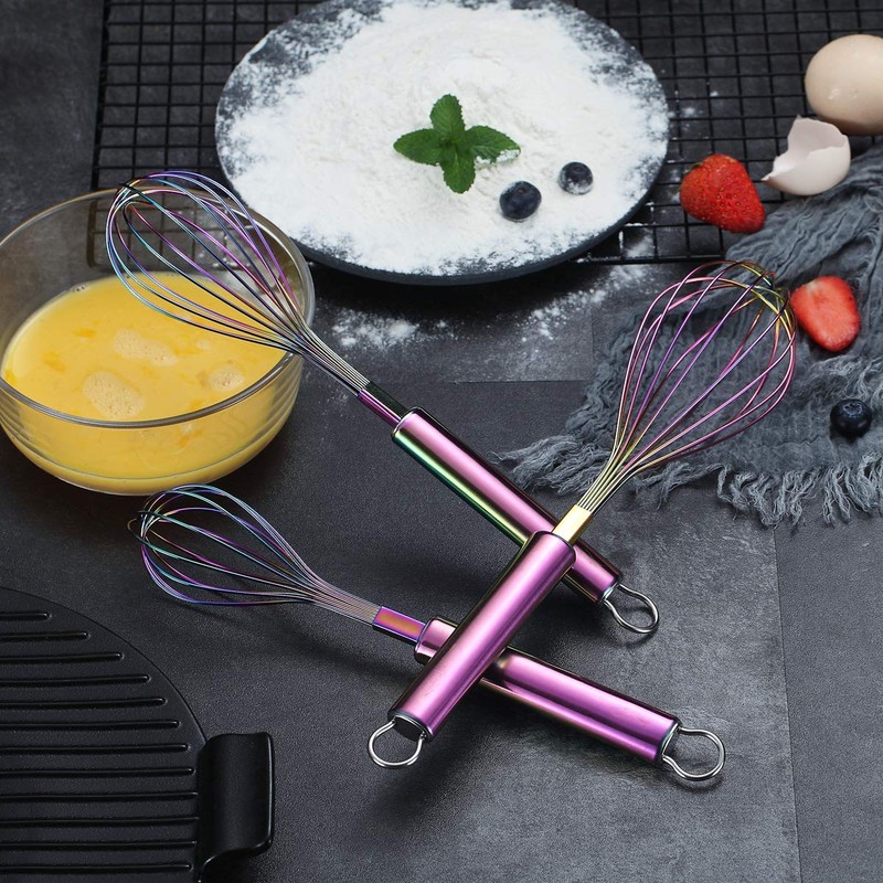 Evanda Rainbow Whisk Set of 3 Stainless Steel Titanium Plated