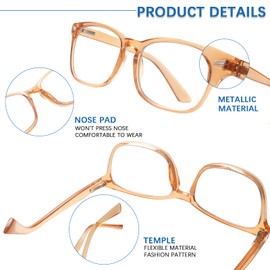 Sumkyle 2-Pack Progressive Multifocal Anti Blue Light Reading Glasses for Women and Men Fashion Eyeglasses Frame (Brown Clear,4.00)…