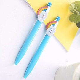 SENRISE 10PCS 0.5mm Cute Ballpoint Pen, Creative Stationery Bullet Type Gel Pen for Writing and Drawing(Blue Rainbow)