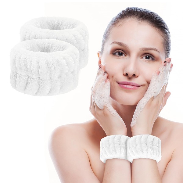 MOLOPPO 2 Pcs Soft Microfiber Wrist Bands for Washing Face,