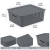 6-Pack Plastic Storage Baskets with Lid, Organizer Bins, Gray