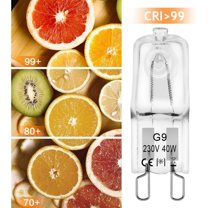 BROTOU G9 40W Halogen Bulbs, 230V 500LM 2800K Warm White