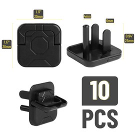 Bates- Electrical Outlet Covers Baby Proofing, 10 Pack, Black, ABS Plastic, 3 Prongs & Hidden U Ring Design, Outlet Plug Covers Baby Proofing