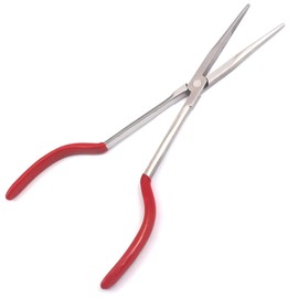 Precise Canada: Long Reach 11” Inch Straight Duckbill Nose Pliers For Hard-to-reach Narrow Spaces And Limited Clearance Areas Red Grip