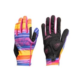 Terry Cycling Gloves, Soleil Full Finger Padded Bike Gloves for Women UPF Sun Protection Memory Foam Padded Gloves Mountain - Horizoom, Large