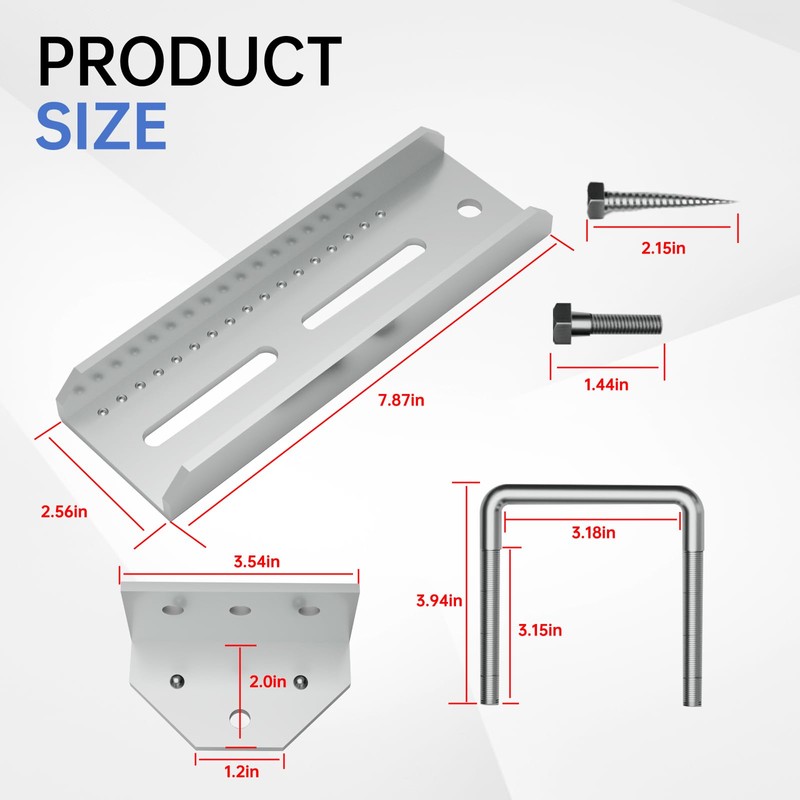 JNDO 8" Boat Trailer Bunk Brackets 4 Pcs Swivel Top