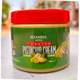 Istanbul Bites Pistachio Cream Spread | 8oz-225 gr Jar | Perfect for Dubai Chocolate Bar | Vegan, Gluten-Free, Non-GMO | Turkish Gourmet Paste for Dubai Chocolate Bar And Desserts, Breakfast & More 25% Real Pistachio