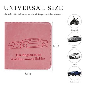 Ohleats Car Registration Insurance Holder, Leather Glove Box License Wallet Case with Magnetic Shut, Automotive Paperwork Document Organizer Card Holder for Women, Car Accessories (Pink, Small)