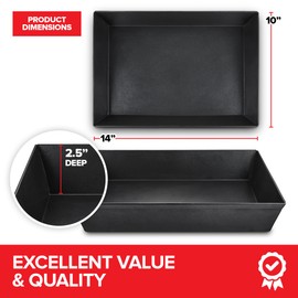 10x14 Detroit Style Pizza Pan - Non-Stick Coated Deep Dish Pizza Pan for Focaccia, Sicilian Bread & Baking Deep Dish Brownies, Aluminum Detroit Pizza Pan for Chicago Deep Dish Pizza and More!