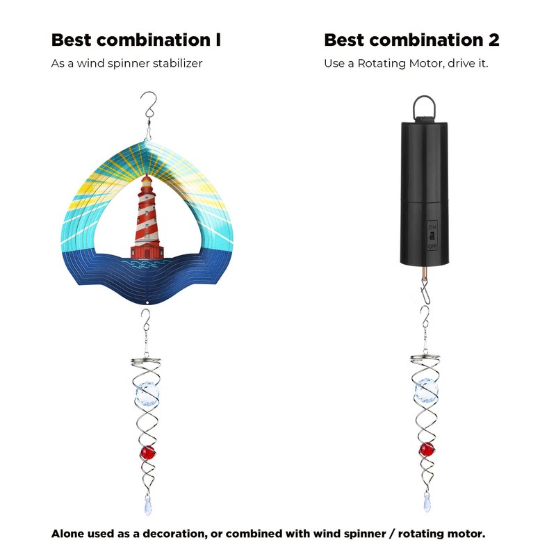 12 inch Gazing Ball Spiral Tail, Prefdo Stainless Steel Wind