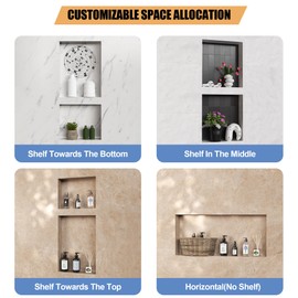 Neohomee 2-Tier XPS Shower Niche,Interior 12"X28" Bathroom Wall Niche Waterproof Recessed Wall Cabinet for Shower Wall,Storage Cubby Ready to Tile