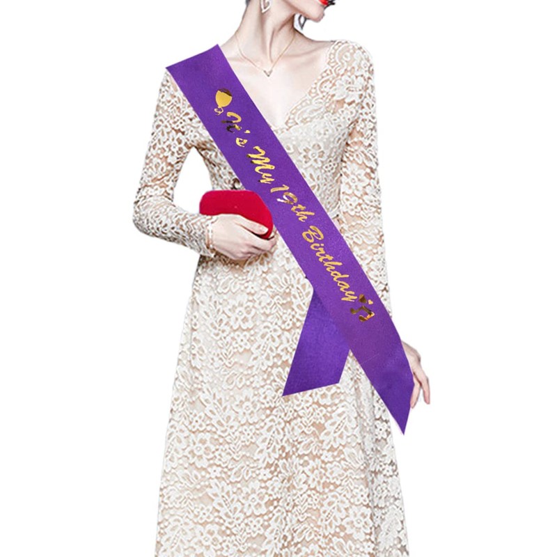 ALRBE TIN Birthday Crowns for Women - Purple Sash and