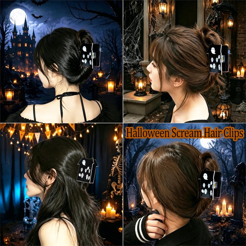 Halloween Ghost Claw Clip, Ghost Haunted House Shape Hair Clips